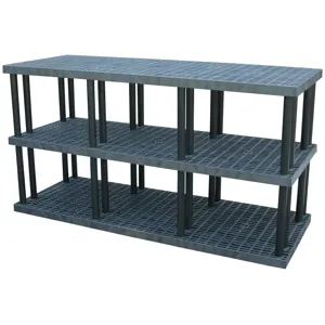 STRUCTURAL PLASTICS S9636x3 Plastic Bulk Storage Rack, 96 L x 36 W x 51 H, 3 Shelf, Grid Top | AG8ERF