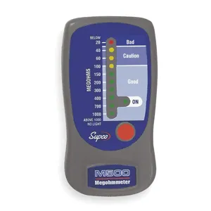 SUPCO M500 Megohmmeter, LED Display, 20 to 1000 Megohms | AD2NPV 3T105