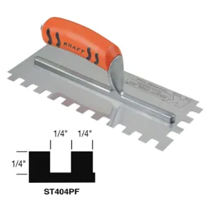 KRAFT TOOL CO. ST404PF Trowel Square Notch For Ceramic/Wood | AH4NWF 35EN13