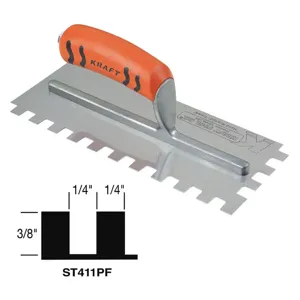 KRAFT TOOL CO. ST411PF Trowel Square Notch For Ceramic/Quarry Tile | AH4NWG 35EN14