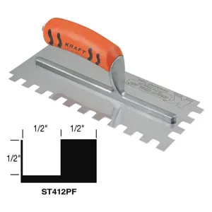 KRAFT TOOL CO. ST412PF Trowel Square Notch For Lrg Ceramic/Quarry | AH4NWH 35EN15