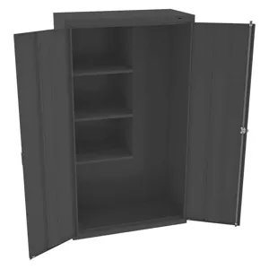 TENNSCO JAN6618DHBK Storage Cabinet Black 3-Point Lock 64 Inch Height | AH9BGP 39FR46