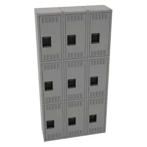 TENNSCO TTS-121224-CMG Wardrobe Locker Medium Gray 36 Inch Width x 12 Inch Depth 3 Tier | AH9BCY 39FP61