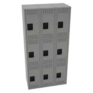 TENNSCO TTS-121824-CMG Wardrobe Locker Medium Gray 36 Inch Width x 18 Inch Depth 3 Tier | AH9BDN 39FP75