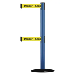 TENSABARRIER 889T2B-33-23-STD-NO-YDX-C Post Double Belt Blue Danger Keep Out | AD3DRA 3YHH3