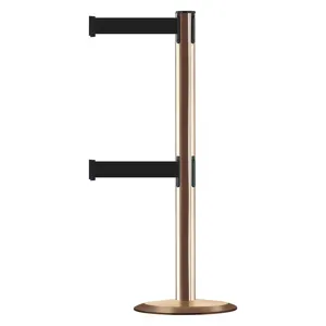 TENSABARRIER 889T2U-2P-2P-STD-NO-B9X-C Dual-line Post With Belt 38 Inch Black | AF3YLY 8FFT4