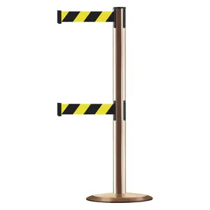 TENSABARRIER 889T2U-2P-2P-STD-NO-D4X-C Dual-line Post Black/yellow Diagonal | AF3YLZ 8FFT5