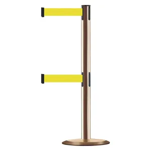 TENSABARRIER 889T2U-2P-2P-STD-NO-Y5X-C Dual-line Post With Belt 38 Inch Yellow | AF4EPW 8TV42