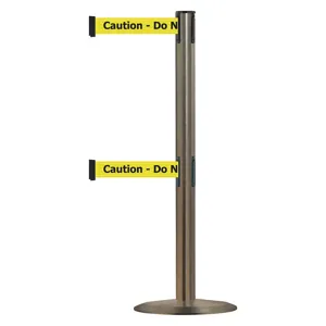 TENSABARRIER 889T2U-3S-3S-STD-NO-YAX-C Post Double Belt Stainless Steel Caution Do Not Enter | AD3DUR 3YHT6