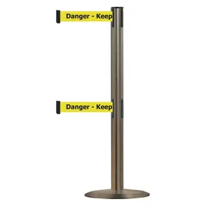 TENSABARRIER 889T2U-3S-3S-STD-NO-YDX-C Post Double Belt Stainless Steel Danger Keep Out | AD3DUU 3YHT9