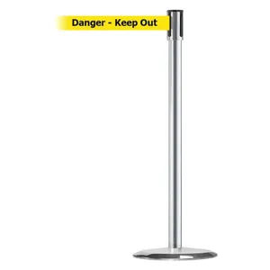 TENSABARRIER 890U-1S-1S-1S-STD-NO-YDX-C Post Satin Chrome Danger Keep Out | AD3AQA 3XGU9