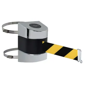 TENSABARRIER 897-24-C-1P-NO-D4X-A Belt Barrier Chrome Belt Yellow With Black | AD3GLX 3ZCH2