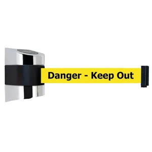 TENSABARRIER 897-24-S-1P-NO-YDX-C Belt Barrier Chrome Belt Colour Yellow | AD3GLP 3ZCG4