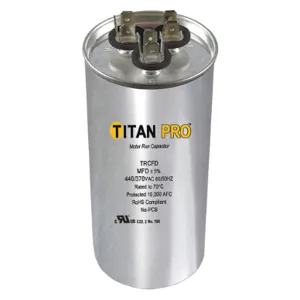 TITAN PRO TRCFD453 Motor Run Capacitor 45/3 Mfd 3-5/8 Inch Height | AC4LAN 30D644