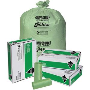 TOUGH GUY 5PHW9 Liner 33 Gallon Green Tint Coreless - Pack Of 100 | AE6BMH