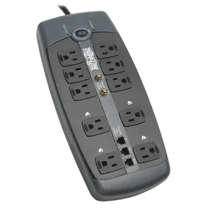 TRIPP LITE TLP1008TELTV Surge Suppressor 15a 10 Outlet 8ft Black | AC6FCK 33L738