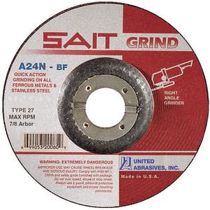 UNITED ABRASIVES-SAIT 20050 Depressed Center Wheel T27 4-1/2 Inch Aluminium Oxide | AH4RPN 35KH13