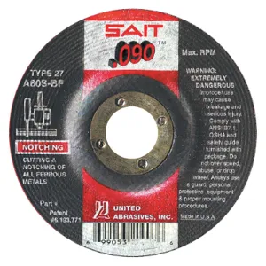 UNITED ABRASIVES-SAIT 20903 Abrasive Cut-Off Wheel 4-1/2 Inch 60 Grit | AH4RPQ 35KH15