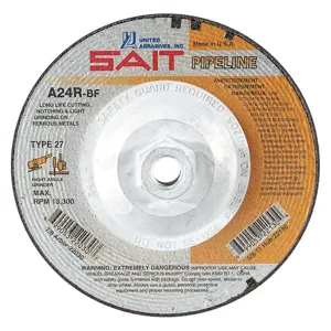 UNITED ABRASIVES-SAIT 22046 Depressed Center Wheel 6 inch Aluminium Oxide 24 Grit | AH4RPW 35KH20