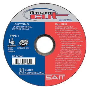 UNITED ABRASIVES-SAIT 22230 CutOff Wheel A60S 4-1/2 x.045 x7/8 | AG9WLW 22PT32