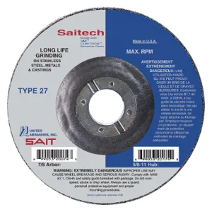 UNITED ABRASIVES-SAIT 22264 Abrasive Pipeline Type 27 4-1/2 Inch | AH7BNV 36RD39