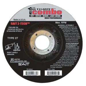 UNITED ABRASIVES-SAIT 22335 Combo Wheel 5 Inch Diameter 7/8 Inch Arbor Hole 60 Grit | AF7VHR 22PT38