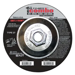 UNITED ABRASIVES-SAIT 22430 Combo Wheel 4.5 Inch Diameter 5/8-11 Arbor Hole 60 Grit | AF7VHX 22PT43