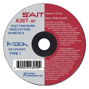 UNITED ABRASIVES-SAIT 23012 CutOff Wheel A36T 2 x.035 x1/4 30558 rpm | AH4RPY 35KH22