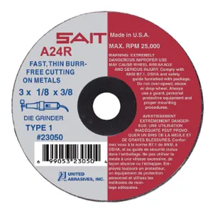 UNITED ABRASIVES-SAIT 23075 Abrasive Cut Wheel 4 Inch Diameter 0.125 Inch T 3/8 Inch Arbor Hole | AE4MMU 5LUC8