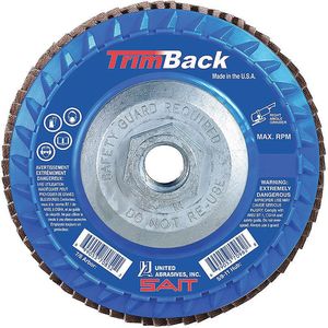 UNITED ABRASIVES-SAIT 70912 Flap Disc 60 Grit 5/8-11 inch Trimback | AH7BPJ 36RD52