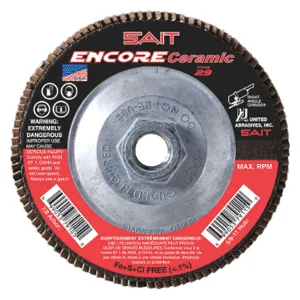 UNITED ABRASIVES-SAIT 72931 Flap Disc 40 Grit 5/8-11 inch Ceramic | AH7BNR 36RD36