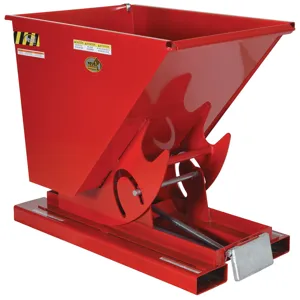 VESTIL D-75-MD-SR Self Dumping Hopper, Medium Duty, 0.75 cu. yd., 4000 Lb., Soda Red, Steel | AG7QFR