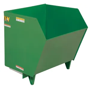 VESTIL H-150-HD-GRN-T Self Dumping Hopper, Heavy Duty, Low Profile, 1.5 cu. yd., 6000 Lb., Green, Steel | AG7TNU