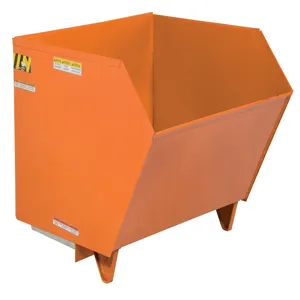 VESTIL H-150-HD-ORG-C Self Dumping Hopper, Heavy Duty, Low Profile, 1.5 cu. yd., 6000 Lb., Orange, Steel | AG7TNW