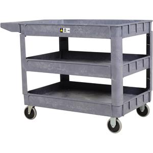 VESTIL PLSC-3-2436 Plastic Utility Cart, 3 Shelves, 24.5 x 36 Inch Size | AG7XFQ