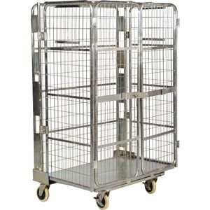 VESTIL ROL-185 Galvanised Nestable Roller Container, 43.5 Inch x 69 Inch Size | AG7XZX