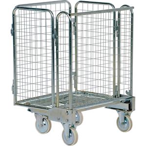 VESTIL ROL-55 Galvanised Nestable Roller Container, 26.3 Inch x 35.6 Inch Size | AG7YAA