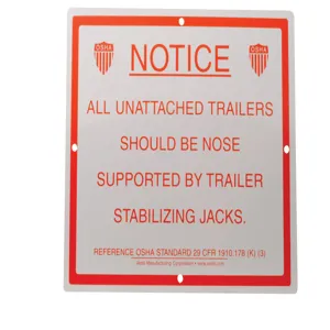 VESTIL SJS-1012 Stabilizing Trailer Instruction Sign | AG7YVX