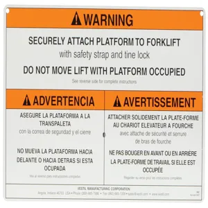 VESTIL WP-WS Work Platform, Warning Sign with Hardware | AG8CLJ