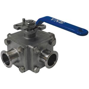 VNE STAINLESS EG93CCC-6.5-T Sanitary Ball Valve 316 Stainless Steel 3-way Clamp | AA2TKZ 11A442