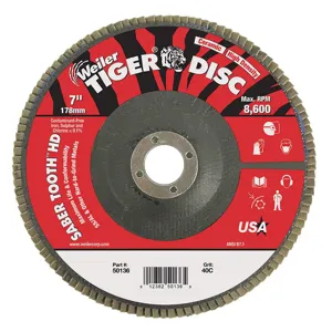 WEILER 50136 Flap Disc Ceramic Alumina 7 inch 40 Grit | AH8KDT 38UZ48