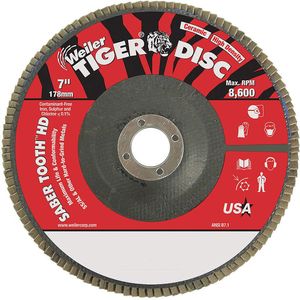 WEILER 50137 Flap Disc Ceramic Alumina 7 inch 60 Grit | AH8KDU 38UZ49