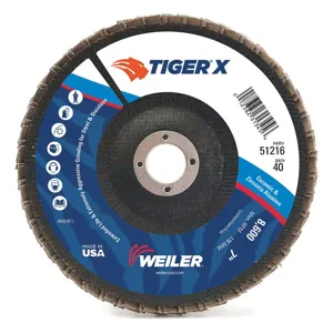 WEILER 51200 Flap Disc 4-1/2 Inch x 36 Grit 13000 rpm | AH9DQB 39UR47