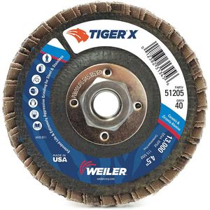 WEILER 51204 Flap Disc 4-1/2 Inch x 36Grit 5/8-11 13000 rpm | AH9DQL 39UR56