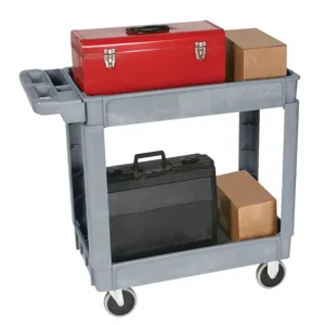 WESCO 270433 Plastic Deluxe 2 Tray Service Cart, 550 lb, 30 x 16-1/2 x 33-1/2, 2 Shelves | AG7KBB DPC-1630