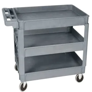 WESCO 270434 Plastic Deluxe 2 Tray Service Cart, 550 Lbs Cap, 36 x 25 x 35-1/2, 2 Shelves | AG7KBD DPC-2436