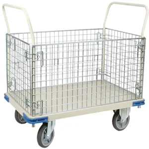 WESCO 270461 Steel Wire Caged Platform Truck, Rubber Wheels, 1100 Lbs Capacity | AG7JZY