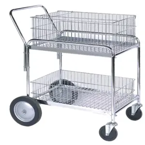 WESCO 272230 Deluxe Compact Wire Office Cart, 200 Lbs Capacity | AG7KBX