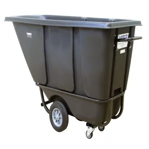 WESCO 272576 Standard Plastic Tilt Cart, 850 Lbs Capacity, 1/2 Cubic Yard, Black | AG7KCR 1/2S850B