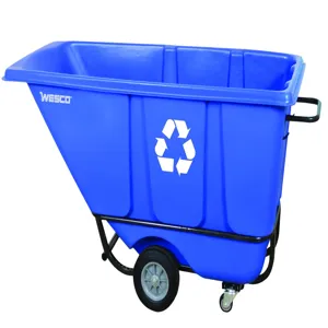 WESCO 272577 Recycle Plastic Tilt Cart, 850 Lbs Capacity, 1/2 Cubic Yard, Blue | AG7KCT 1/2S850BLRC